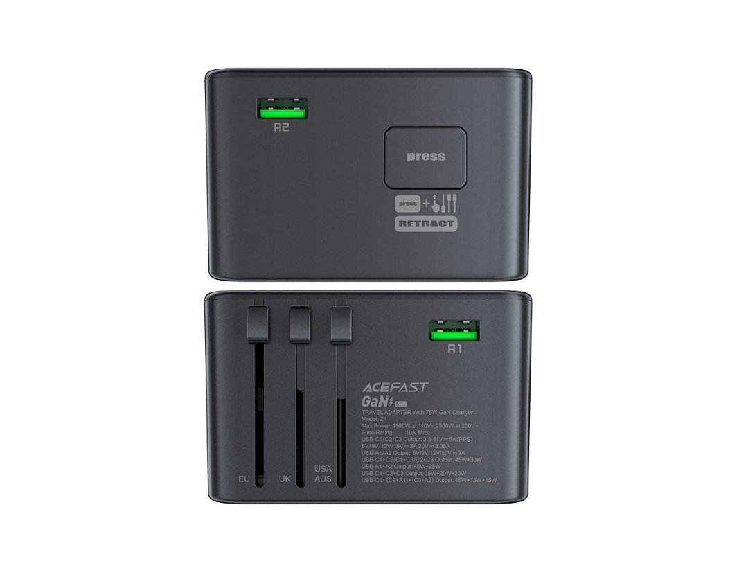 Buy Acefast Z1 GaN PD75W Travel Adapter in Qatar Buy Acefast Z1 GaN PD75W Travel Adapter in Qatar